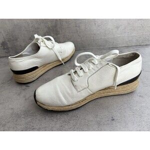 VINCE Women’s White Leather Lace-Up Sneaker Espadrille Platform Size 7.5 COMFY